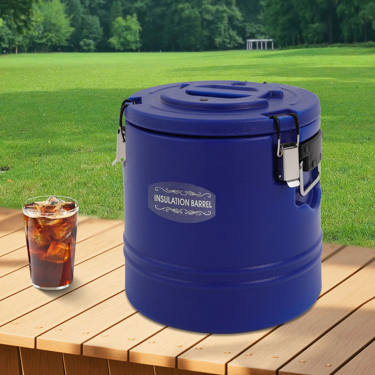Portable Large Capacity Insulated Bucket, 4-6H(Hot)/6-8H(Cold) Insulated Soup Container, Commercial Insulated Bucket Red/Blue