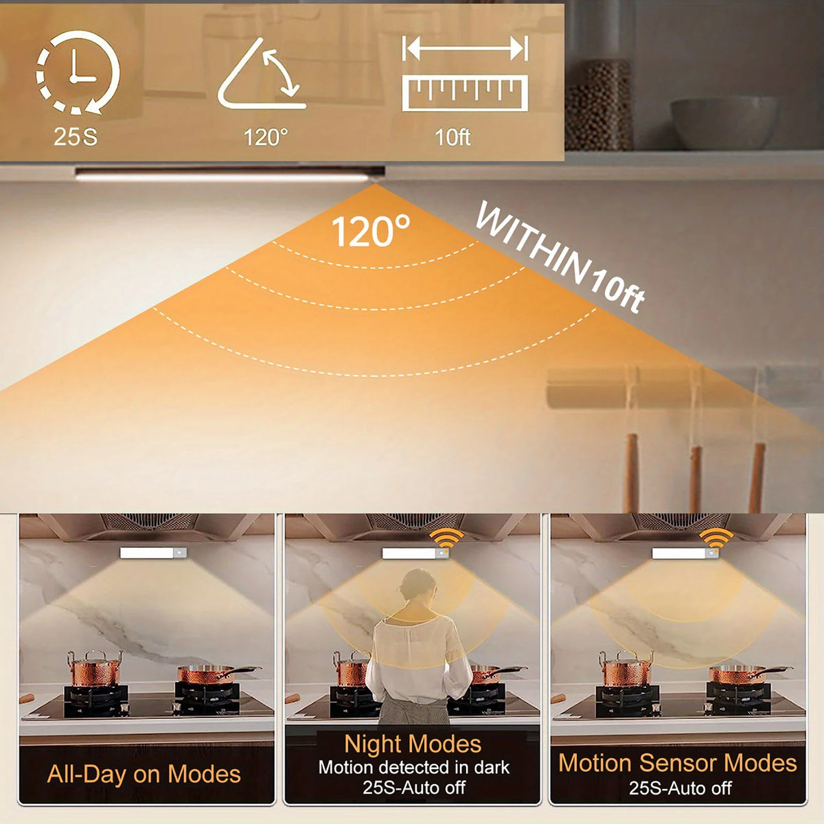 LED Night Light Motion Sensor Lights Wireless Rechargeable Closet Kitchen Bedroom Sensor Light Cabinet Stair Light 2Piece