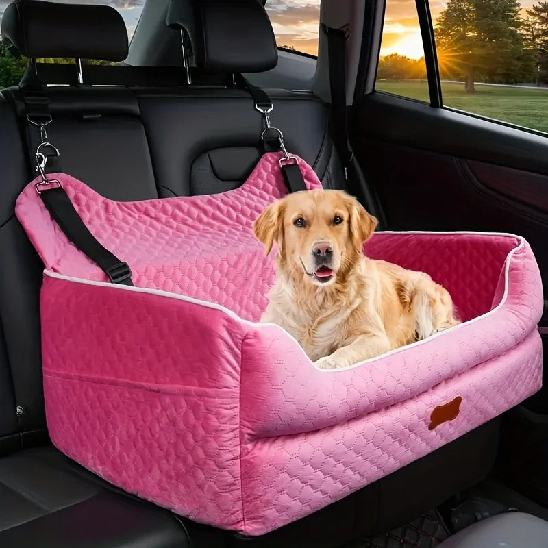 Memory Foam Dog Car Seat Booster Cushion With Secure Straps