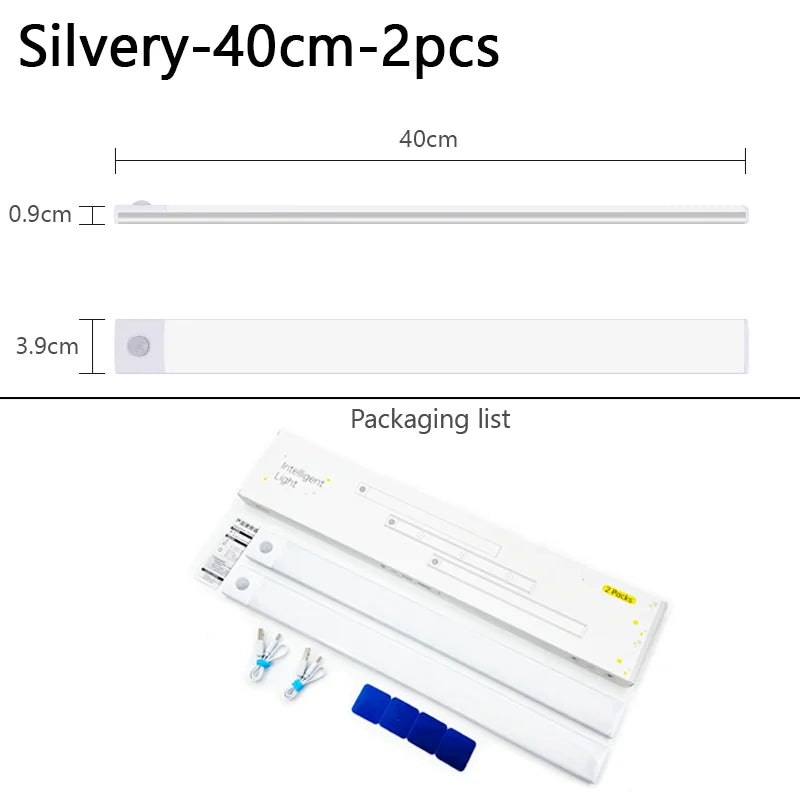 LED Night Light Motion Sensor Lights Wireless Rechargeable Closet Kitchen Bedroom Sensor Light Cabinet Stair Light 2Piece