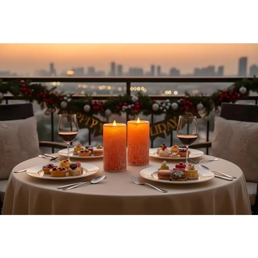 Glass Flameless Pillar Candles Flickering with Remote Timer, Battery Operated LED 3D Moving Flame Real Wax Candles, Remote Incl