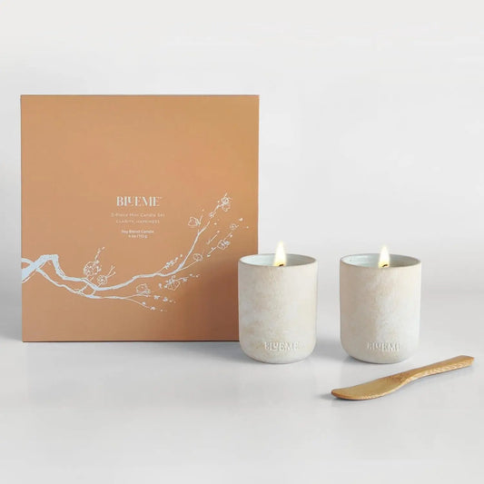 Mothers Day Mini Candle Gift Set of 2 | Clarity and Happiness | 2pk - Wellness, Travel Size, Sustainable, Contains Essential Oil, Soy-Wax Blend | Mini 4oz
