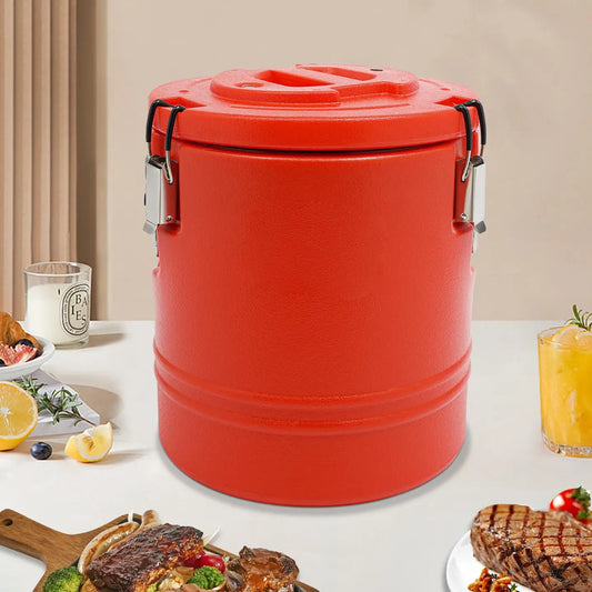 Portable Large Capacity Insulated Bucket, 4-6H(Hot)/6-8H(Cold) Insulated Soup Container, Commercial Insulated Bucket Red/Blue