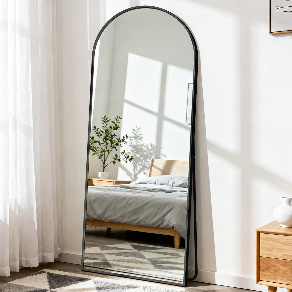 JHK Full Length Floor Mirror With Stand And Aluminum Frame