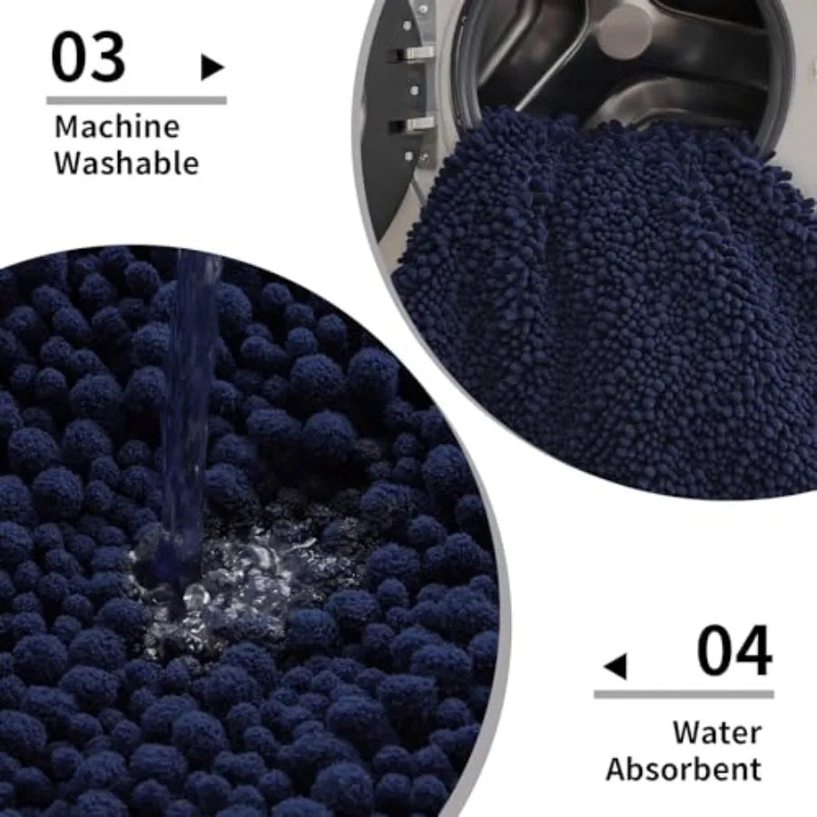 Small Bath Mat 17x24 Inch - Chenille Bathroom Rug, Extra Soft Absorbent Plush Shaggy Bathmat, Non-Slip Machine Washable Floor M