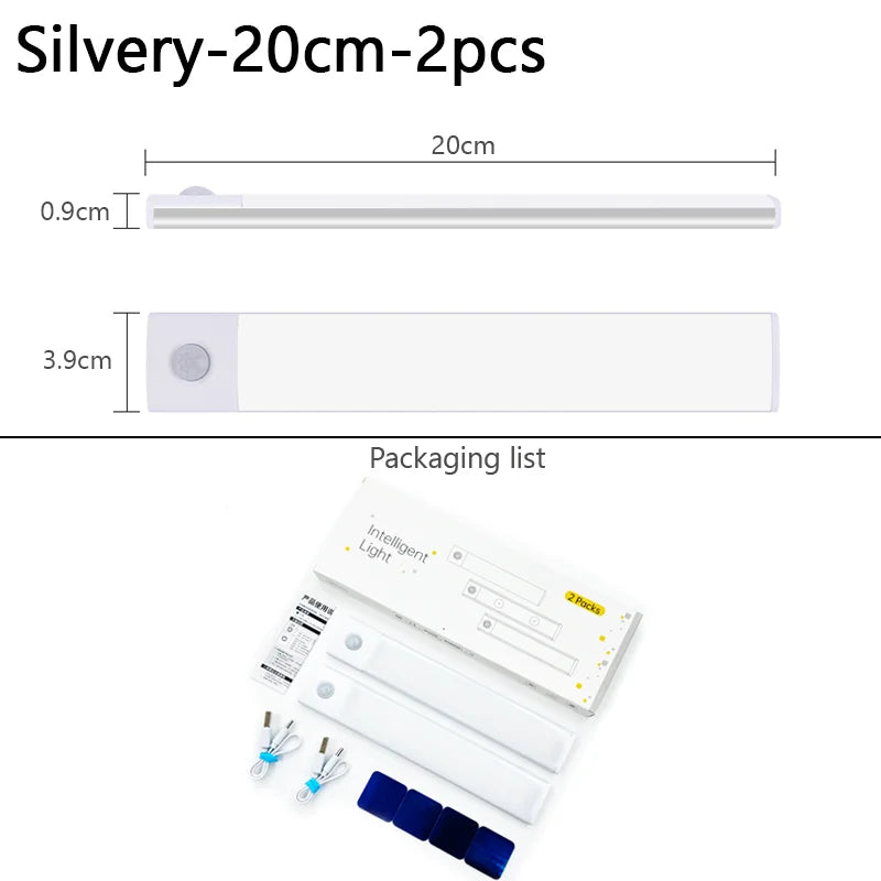 LED Night Light Motion Sensor Lights Wireless Rechargeable Closet Kitchen Bedroom Sensor Light Cabinet Stair Light 2Piece