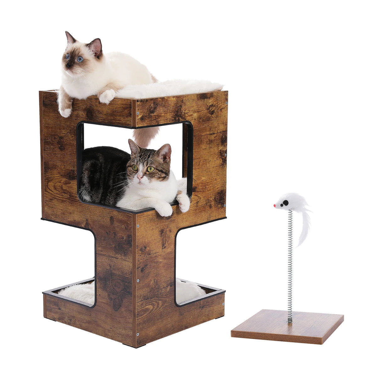PAWZ Road Wooden Cat Condo With Scratching Pad Soft Mats