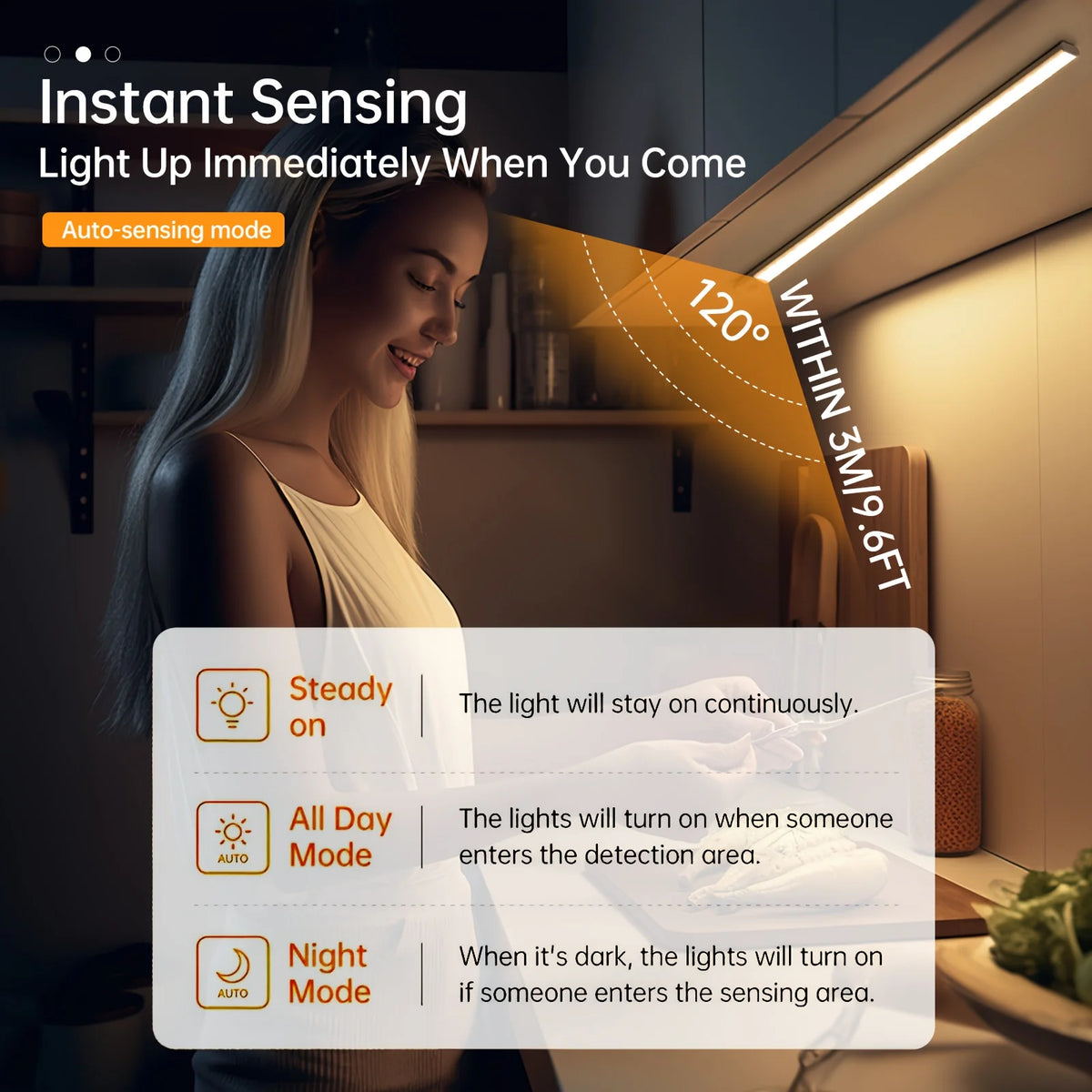LED Night Light Motion Sensor Lights Wireless Rechargeable Closet Kitchen Bedroom Sensor Light Cabinet Stair Light 2Piece