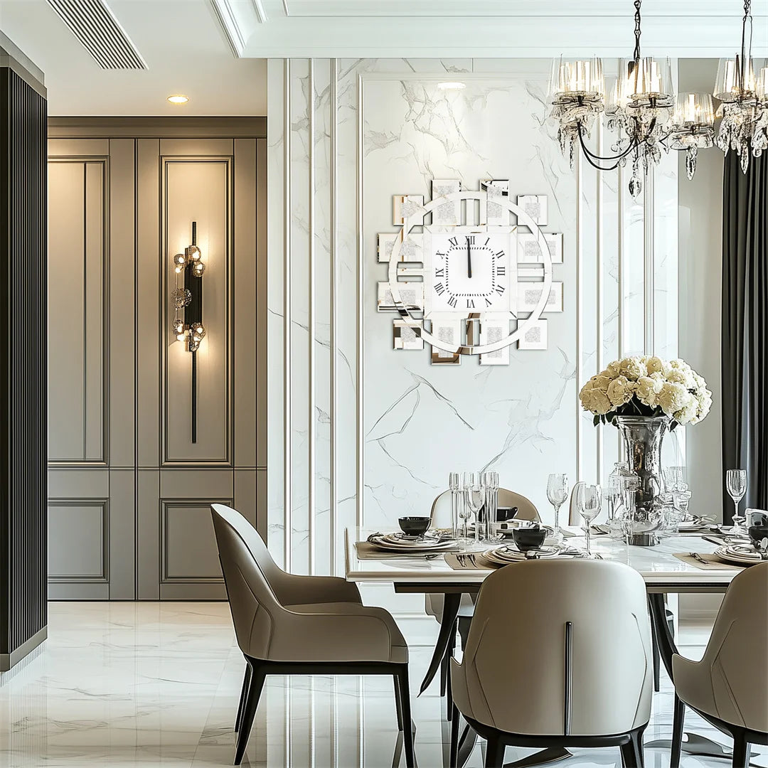 60CM Crushed Crystal Wall Clock, Elegant Decor For Modern Homes