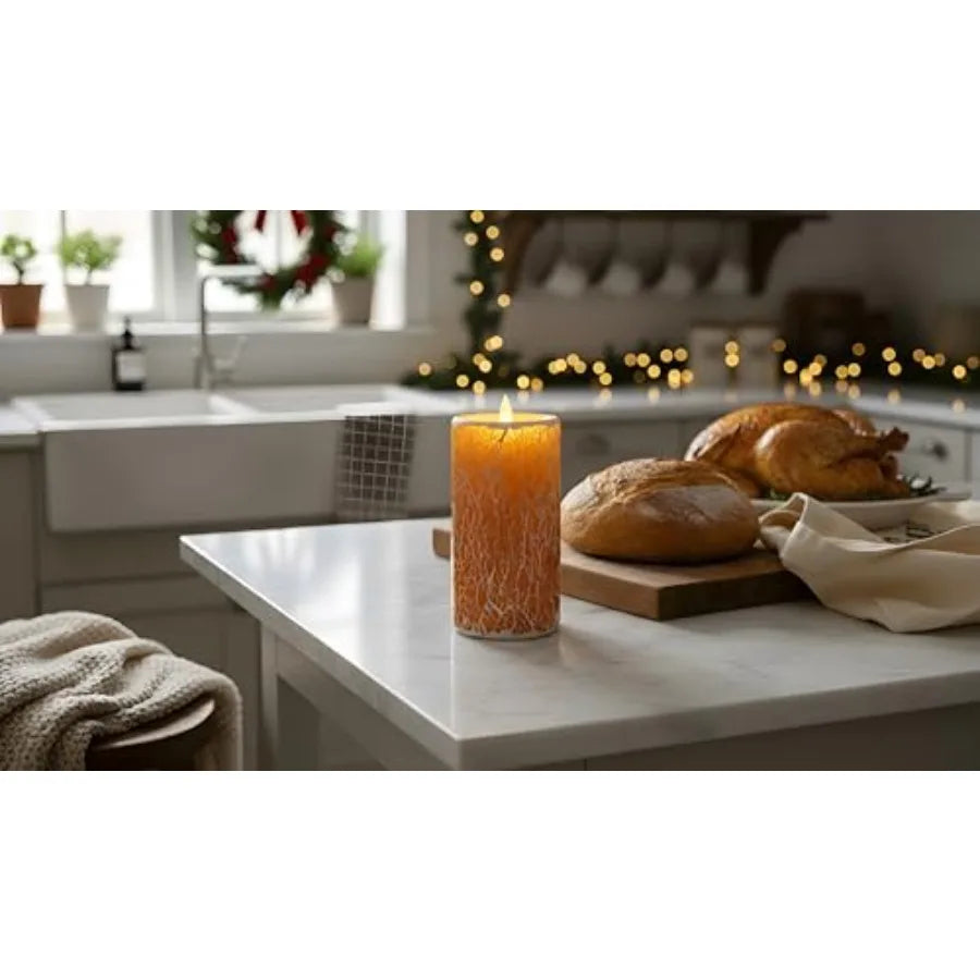 Glass Flameless Pillar Candles Flickering with Remote Timer, Battery Operated LED 3D Moving Flame Real Wax Candles, Remote Incl