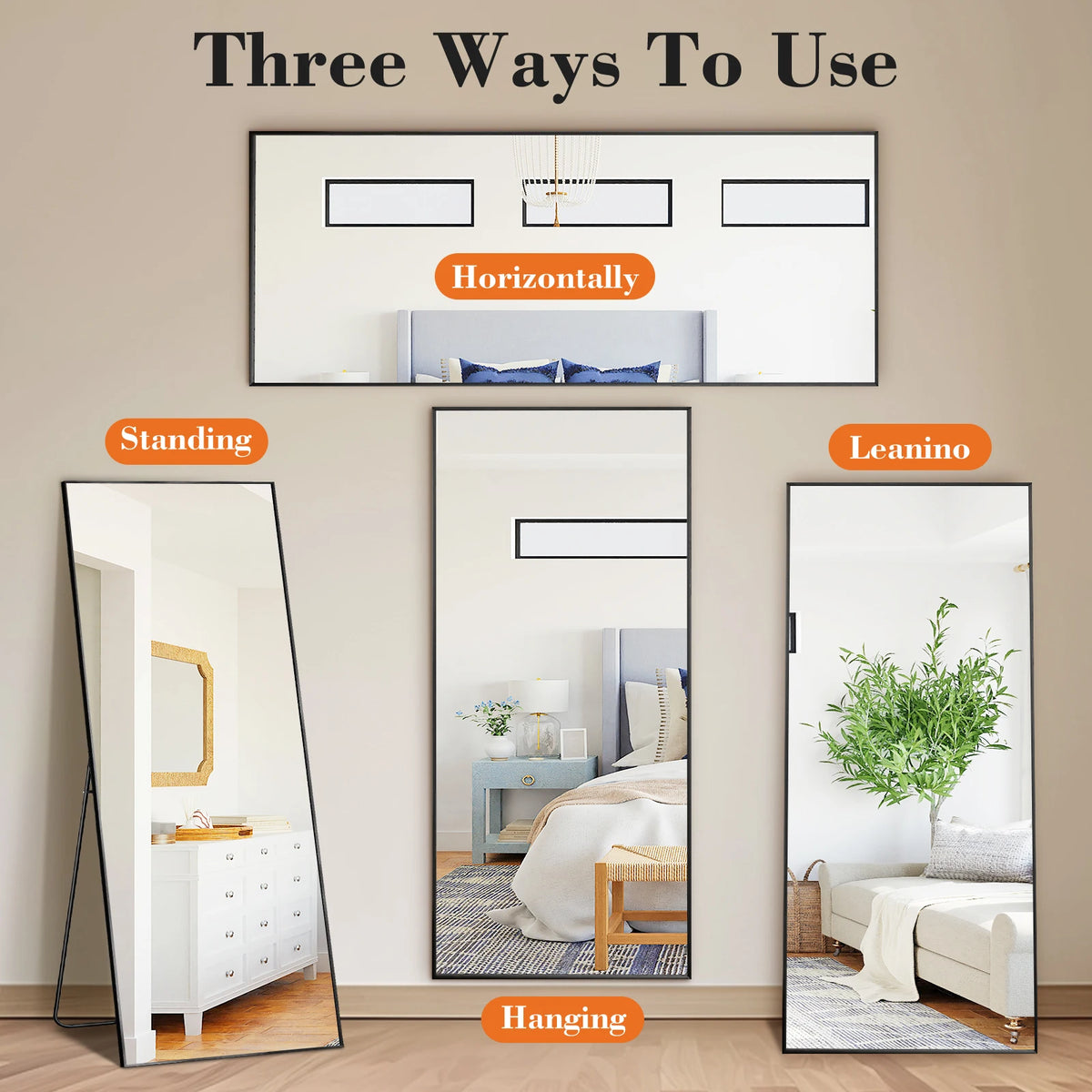 MCQ Arched Full Length Mirror With Stand Or Wall Mount