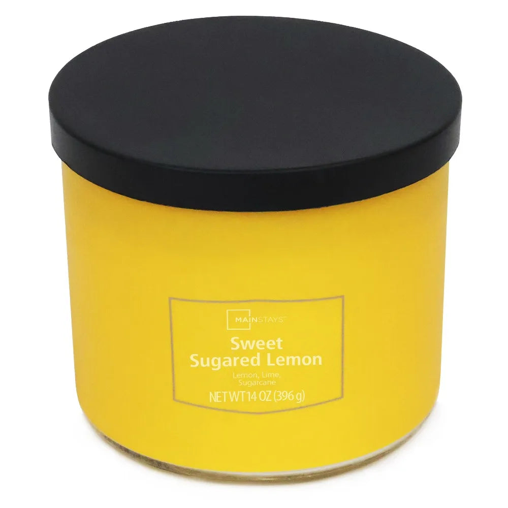 Sweet Sugared Lemon Scented Triple Wick Textured Candle Home Aroma Decor