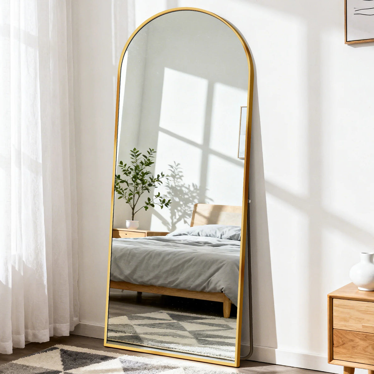 JHK Full Length Floor Mirror With Stand And Aluminum Frame