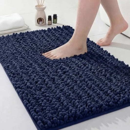 Small Bath Mat 17x24 Inch - Chenille Bathroom Rug, Extra Soft Absorbent Plush Shaggy Bathmat, Non-Slip Machine Washable Floor M