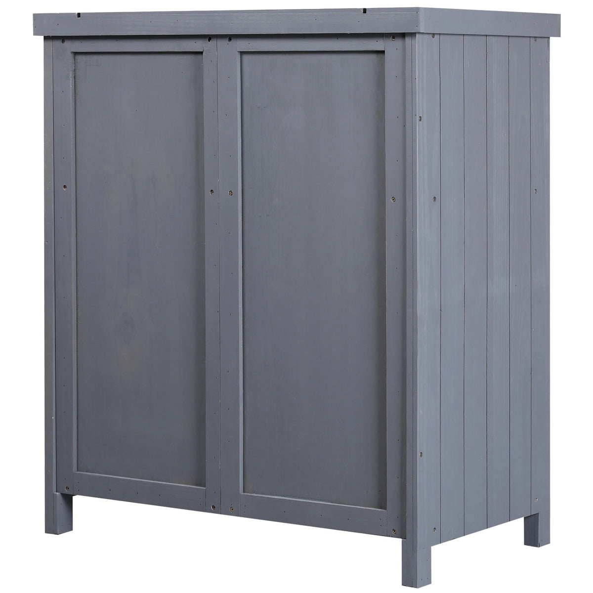 Garden Storage Cabinet Outdoor Tool Shed with Top and Two Shelves, Gray