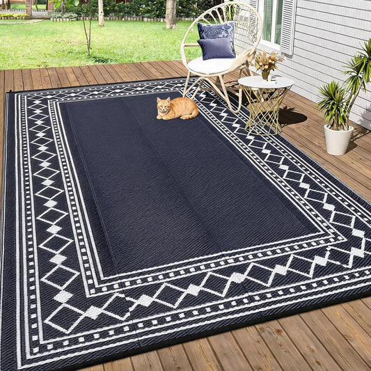 Waterproof Plastic Straw Rug Washable Reversible Outdoor Decor