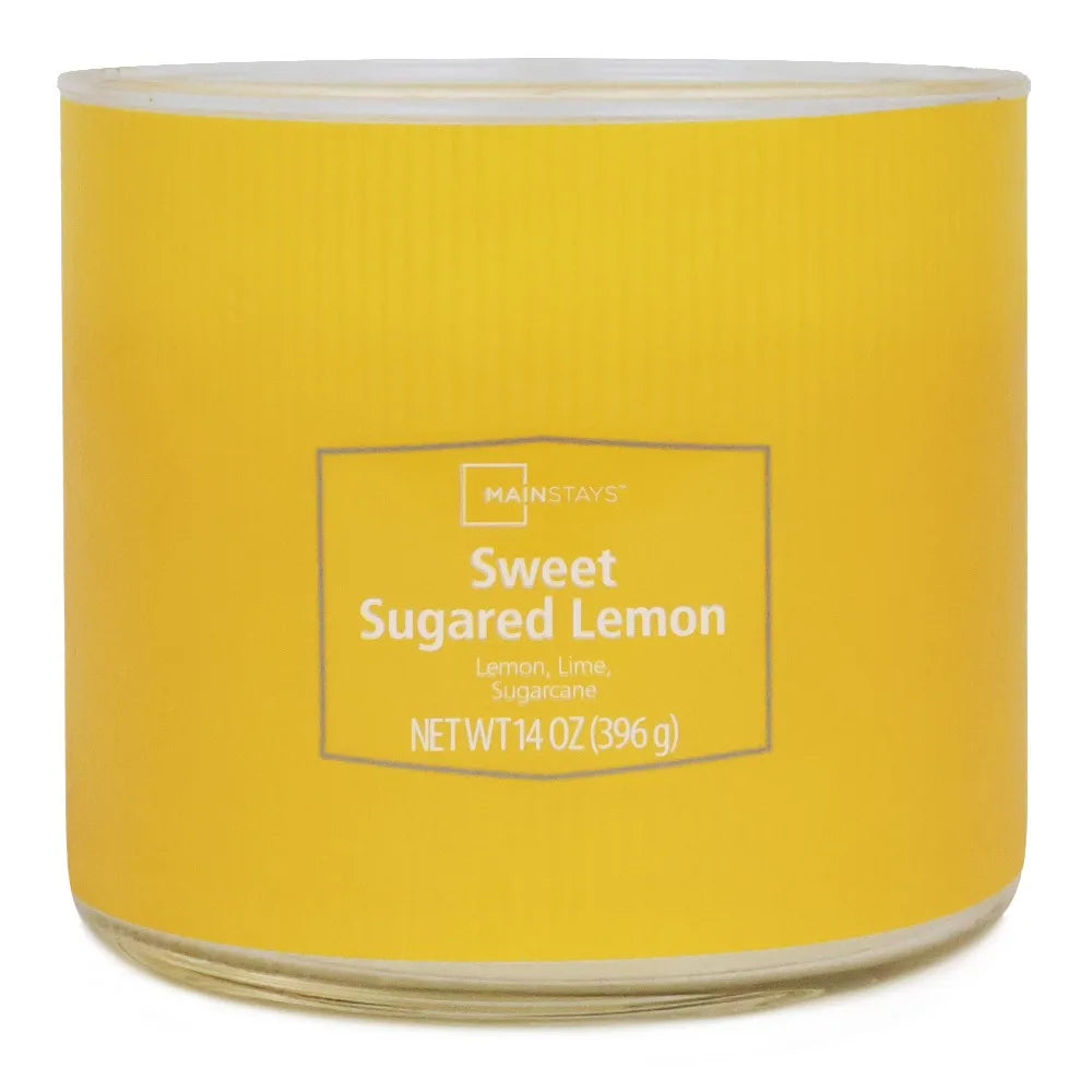 Sweet Sugared Lemon Scented Triple Wick Textured Candle Home Aroma Decor