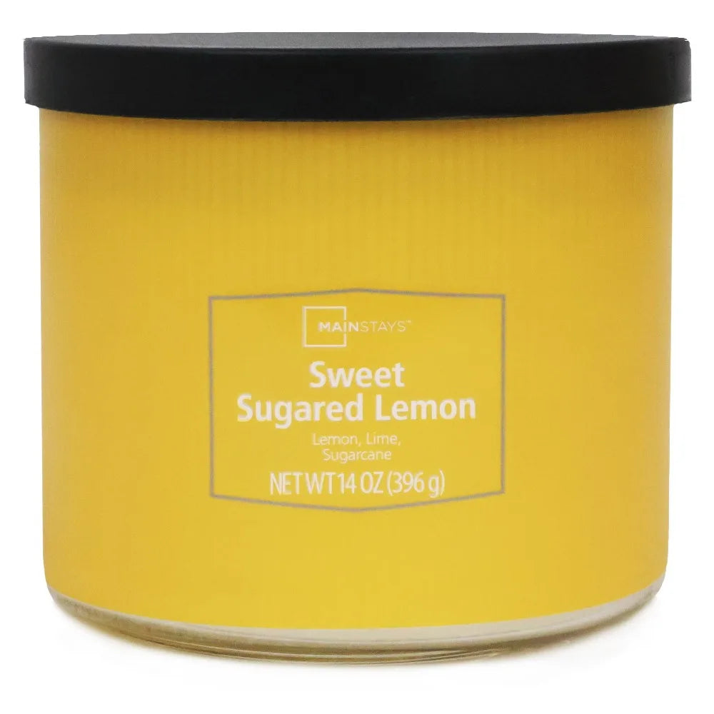 Sweet Sugared Lemon Scented Triple Wick Textured Candle Home Aroma Decor