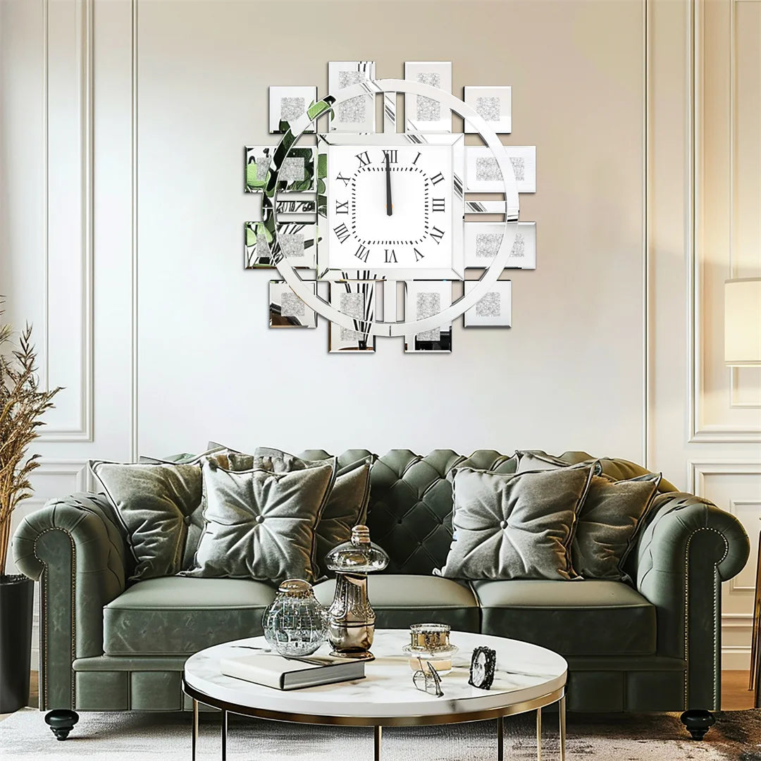 60CM Crushed Crystal Wall Clock, Elegant Decor For Modern Homes