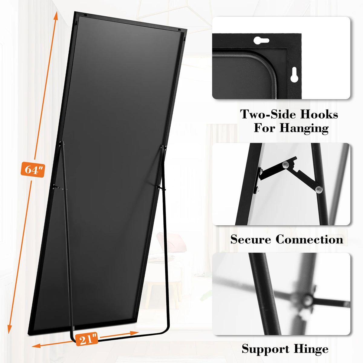 MCQ Arched Full Length Mirror With Stand Or Wall Mount