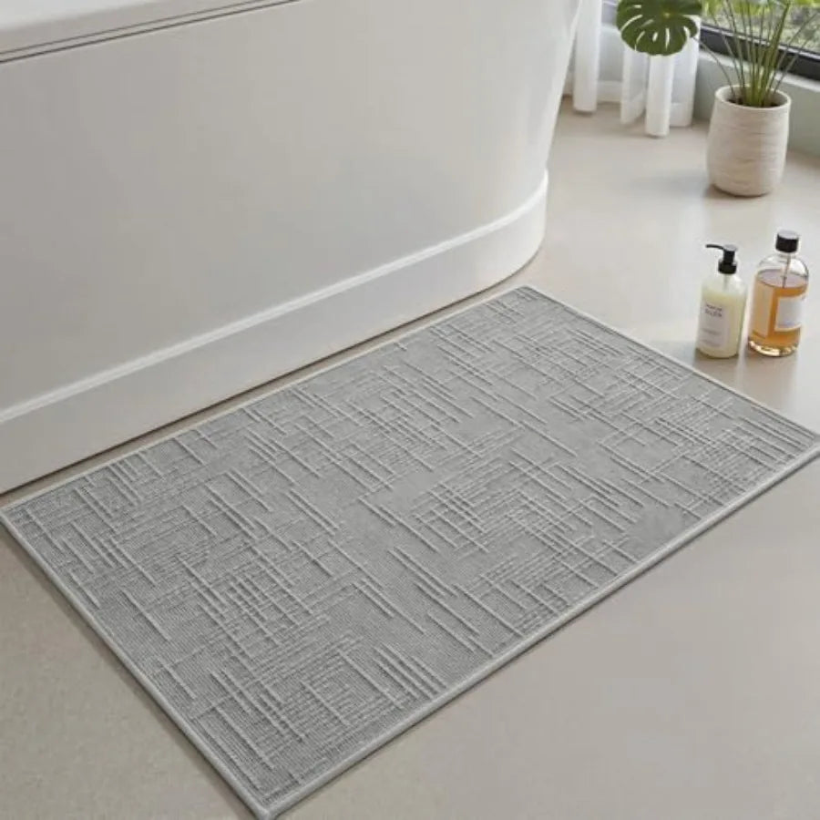 Bath Mat Non Slip Super Absorbent Quick Dry Bath Mats for Bathroom Floor Rubber Backing Washable Bathroom Rugs Modern Woven Jac